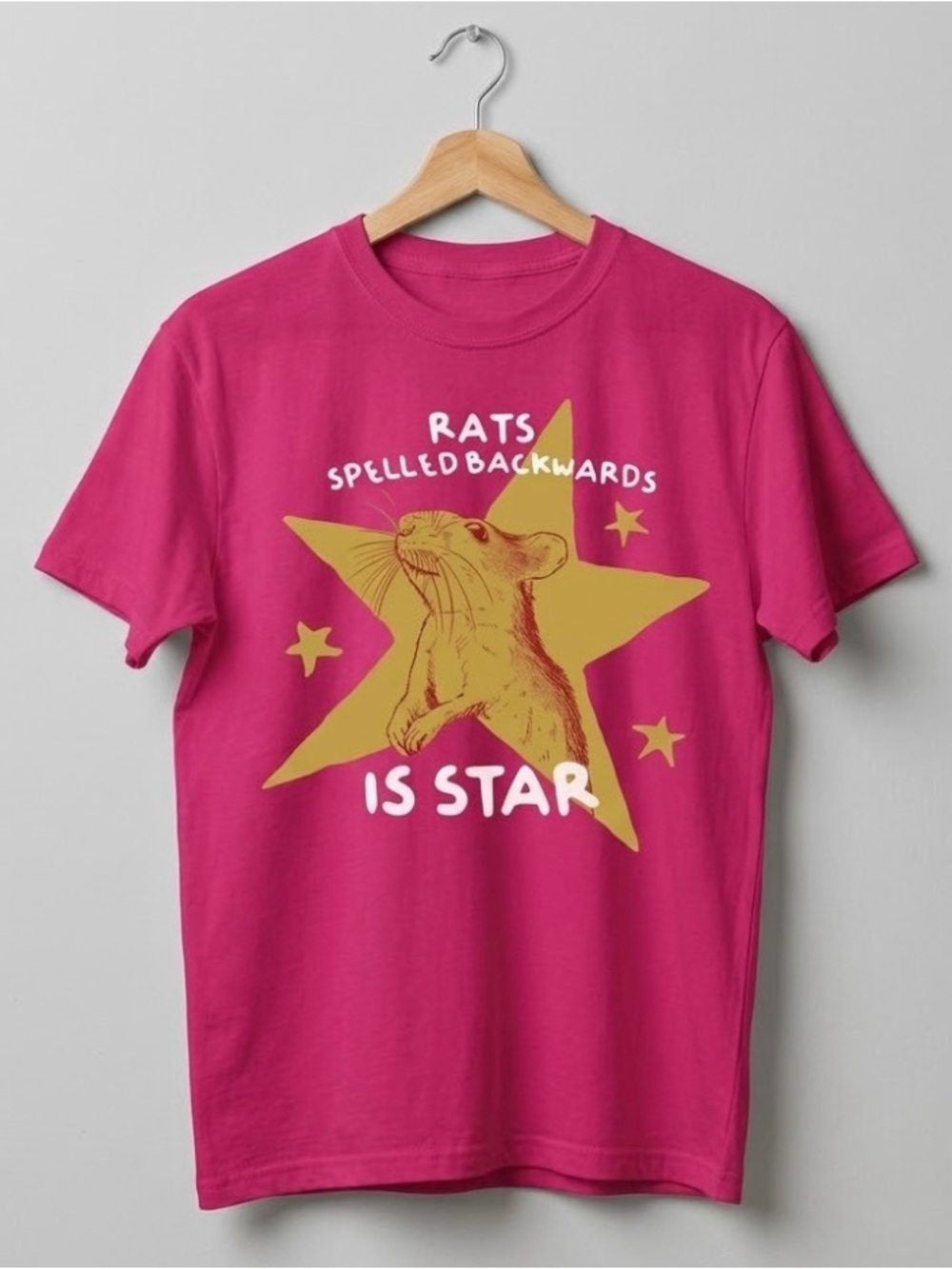 Rats Spelled Backwards is Star Funny Graphic Tee with Gold Star